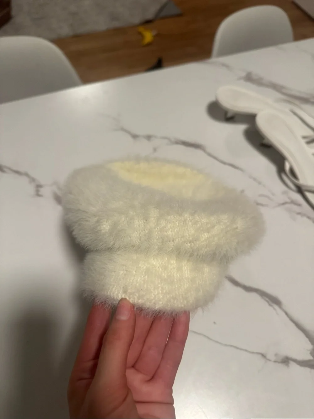 free people cream fur cadet hat